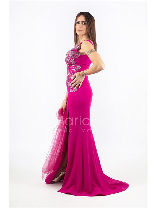 abito lungo con ricamo laterale MARICLA ELEGANCE | INV2319FUCSIA